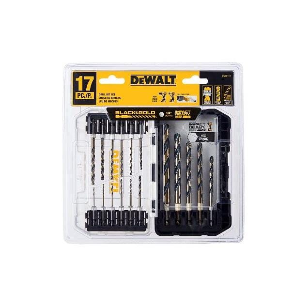 DeWalt Black & Gold HSS 17-Piece Impact Ready Hex Shank Drill Bit Set DeWalt Black & Gold HSS 17-Piece Impact Ready Hex Shank Drill Bit Set