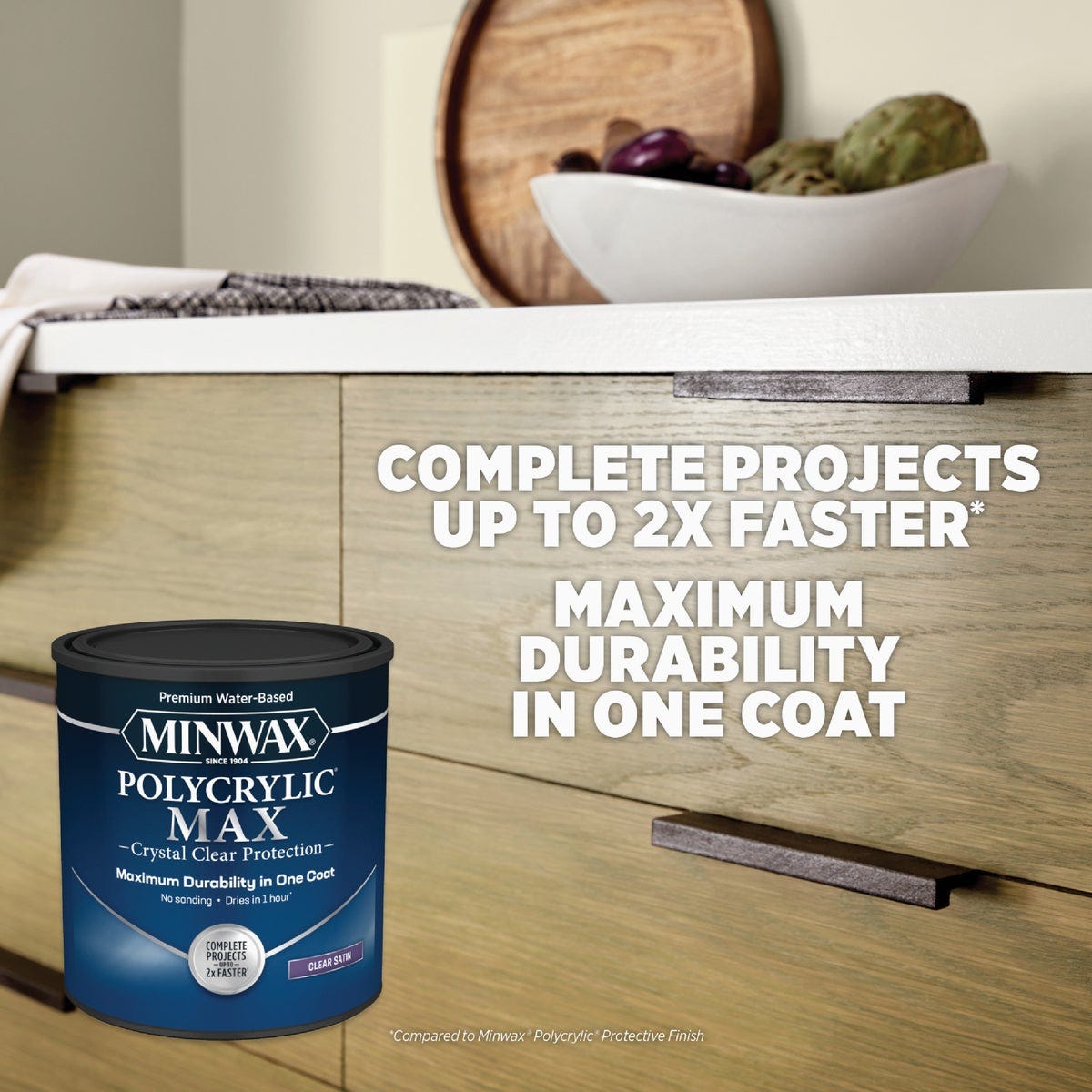 Minwax Polycrylic Max Interior Stain, Clear Ultra Flat, 1 Gal. - photo 2
