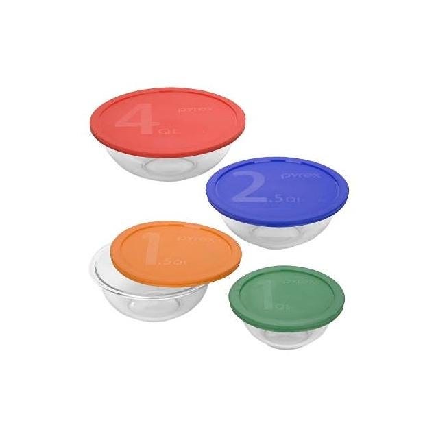 Pyrex Mixing Bowl Set with Colored Lids (8-Piece) Pyrex Mixing Bowl Set with Colored Lids (8-Piece)