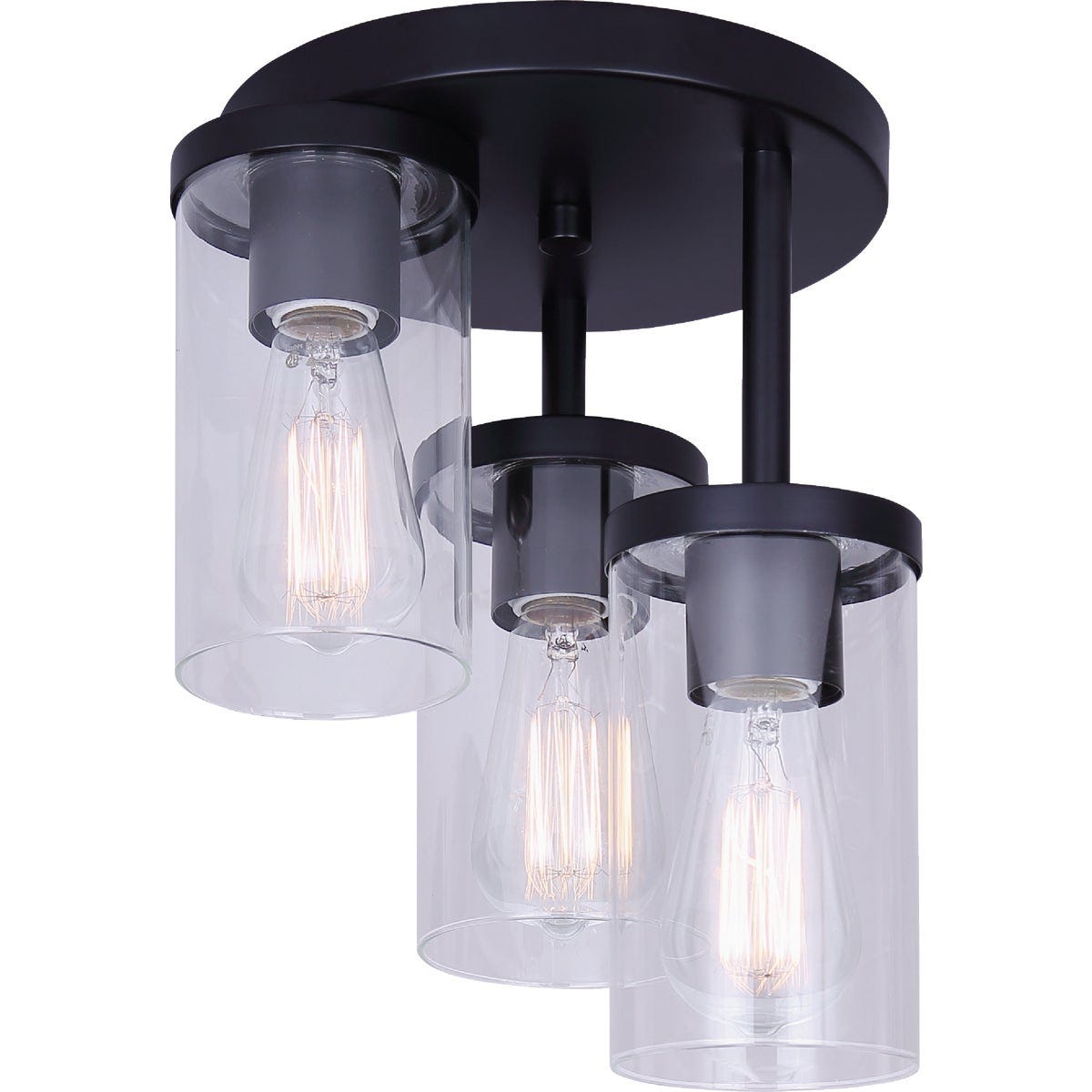 Canarm Britton 3-Light Black Semi-Flush Mount Ceiling Light Fixture Canarm Britton 3-Light Black Semi-Flush Mount Ceiling Light Fixture
