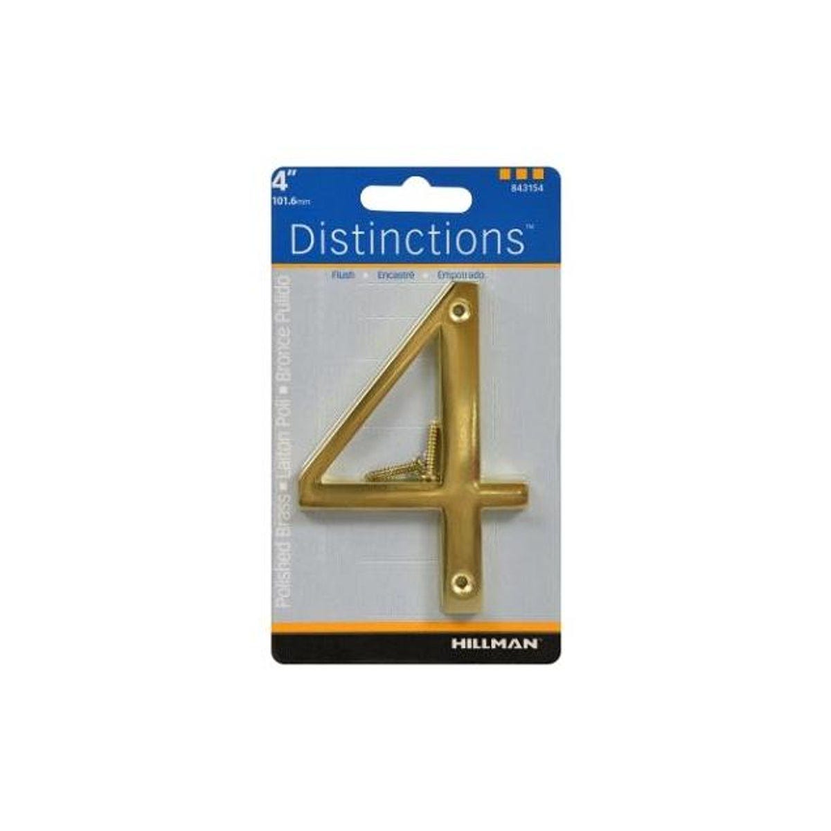 Hillman Distinctions 4 In. Polished Brass Number 4