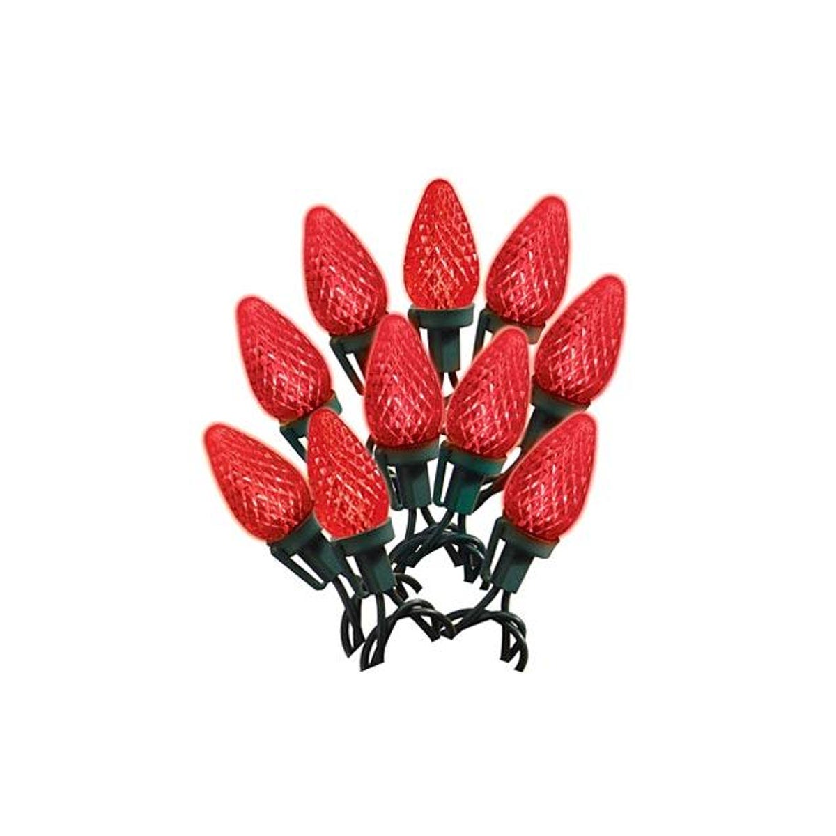 Holiday Wonderland Red 25-Bulb C9 Faceted Christmas LED Light Set