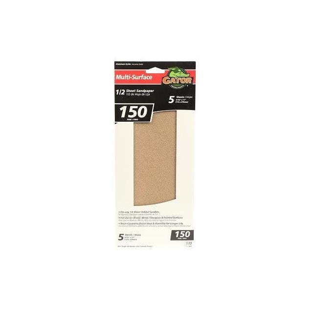 Gator 5-Pack 1/2-Sheet 150 Grit Sandpaper Gator 5-Pack 1/2-Sheet 150 Grit Sandpaper