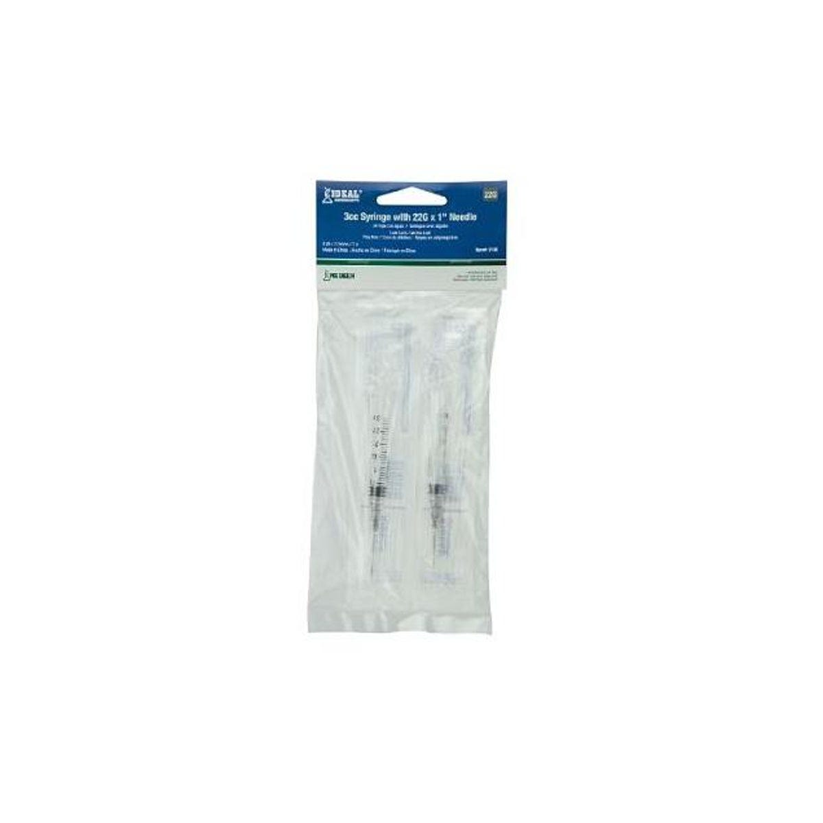 Ideal 3cc 22G x 1 Disposable Syringe with Needle Leur Lock (3-Pack)