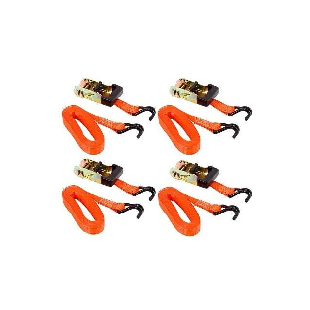 Keeper 1 In. x 12 Ft. Ratchet Tie-Down with Double J-Hooks (4-Pack)