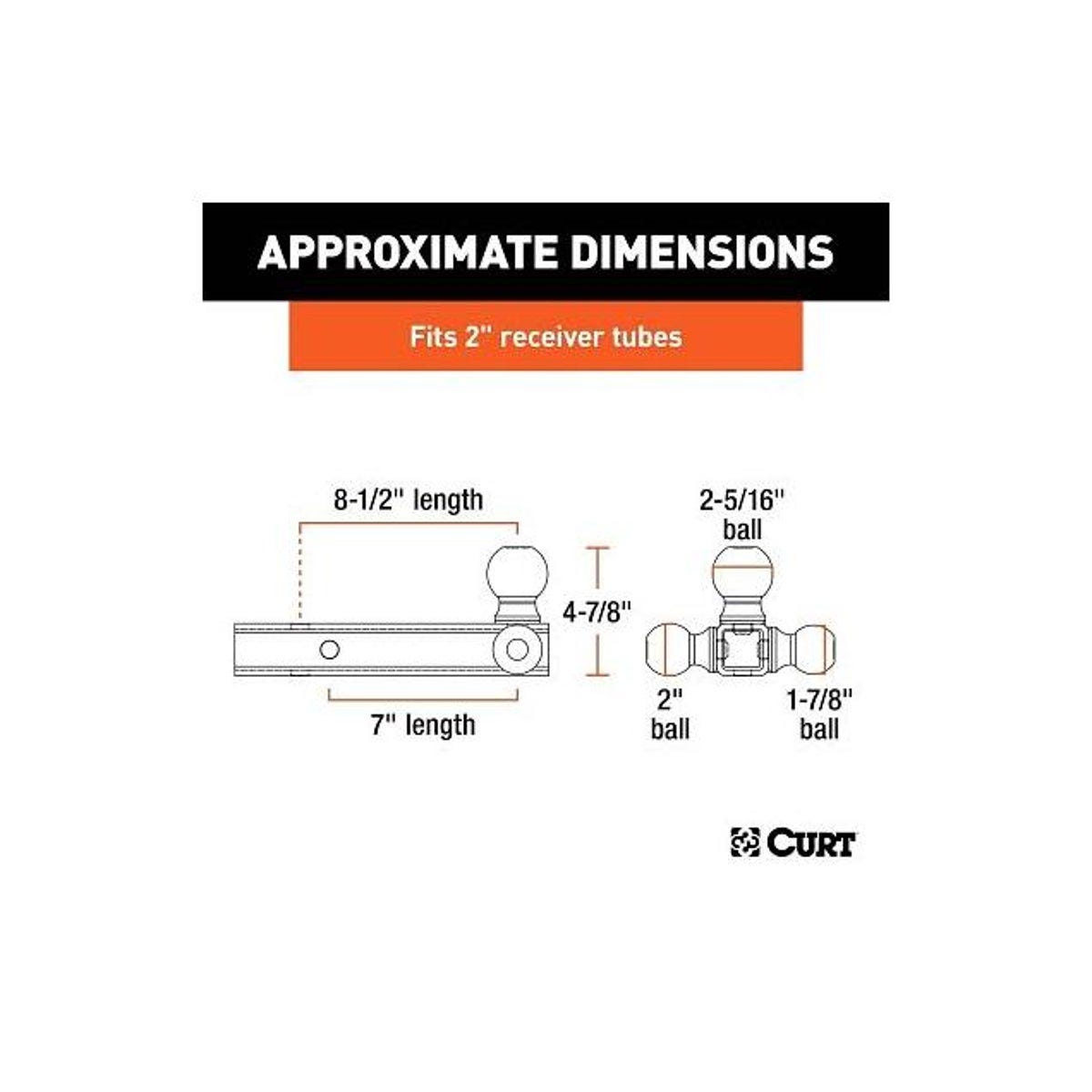 Curt 1-7/8 2 In. Hollow Shank Multi-Ball Mount with 2 & 2-5/16 In. Chrome Balls - photo 2