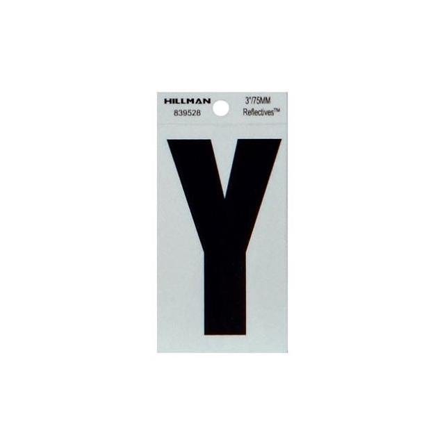 Hillman 3 In. Vinyl Black Reflective Adhesive Letter, Y