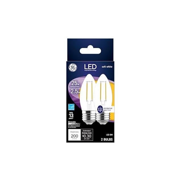 GE 2-Pack 2.5W 200 Lumens Soft White Decorative LED Light Bulbs GE 2-Pack 2.5W 200 Lumens Soft White Decorative LED Light Bulbs