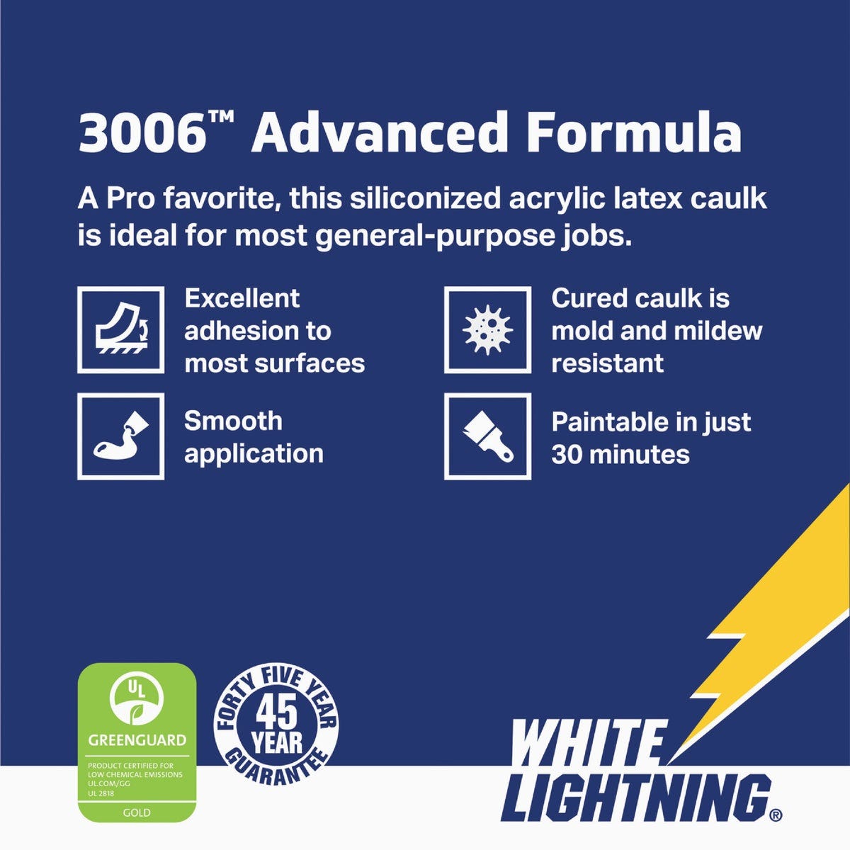 White Lightning 3006 5.5 Oz. Advanced All-Purpose Siliconized Acrylic Latex Caulk - photo 5
