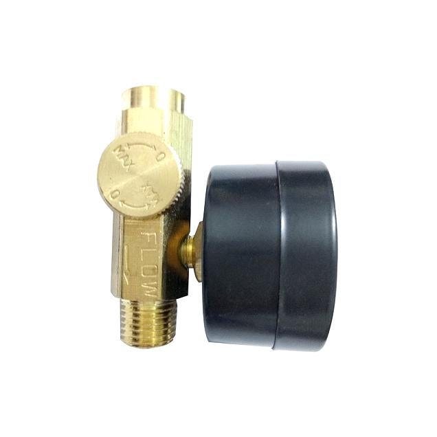1/4 In. FNPT Inlet x Male Outlet Air Flow Valve, 0 to 160 PSI Gauge