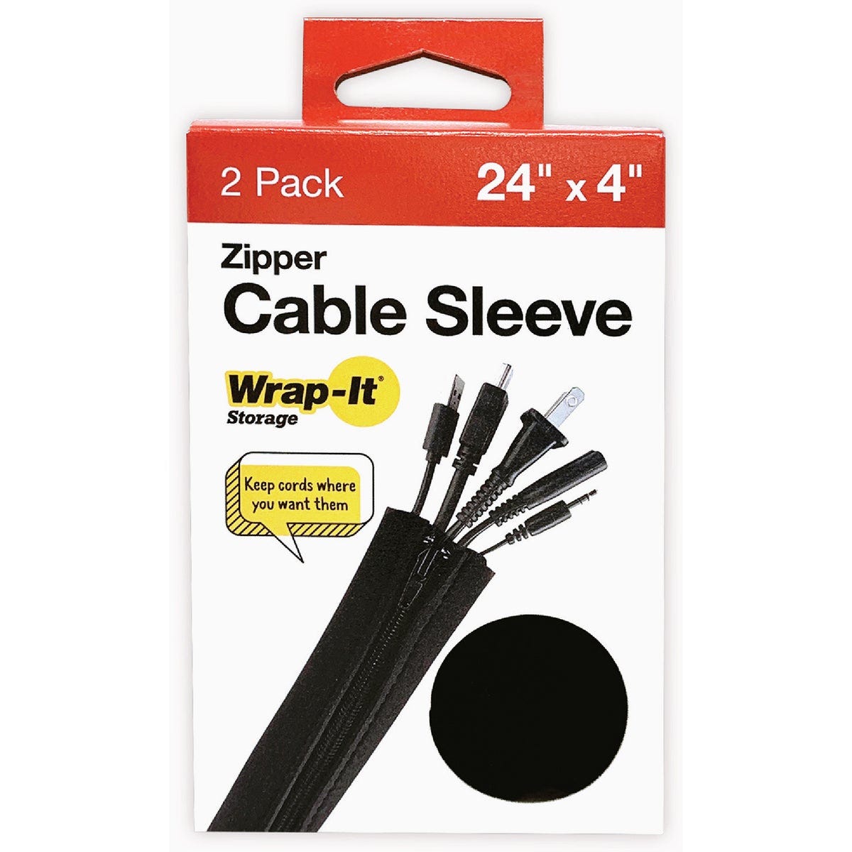 Wrap-It Storage 24 In. x 4 In. Black Zipper Cable Sleeve (2-Pack) - photo 2 Wrap-It Storage 24 In. x 4 In. Black Zipper Cable Sleeve (2-Pack) - photo 2