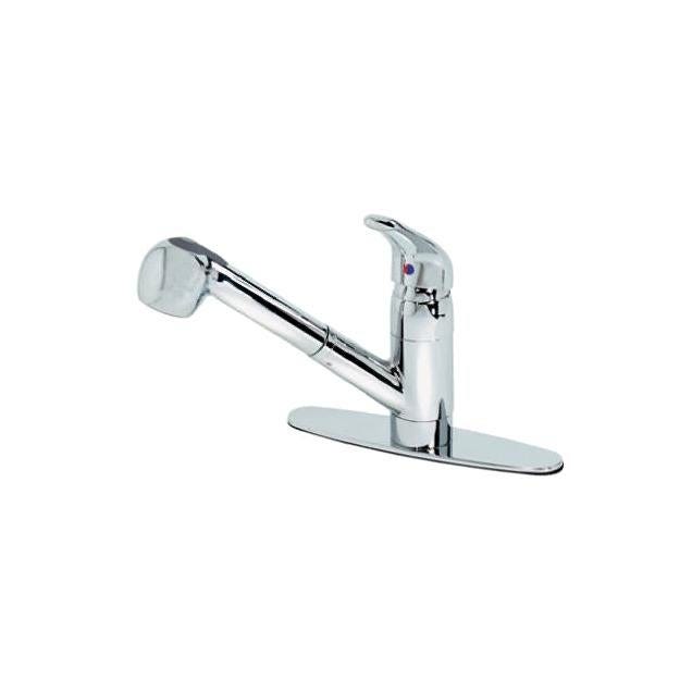 HomePointe Temperature Memory Chrome Finish Kitchen Faucet with Pull-Out Spray