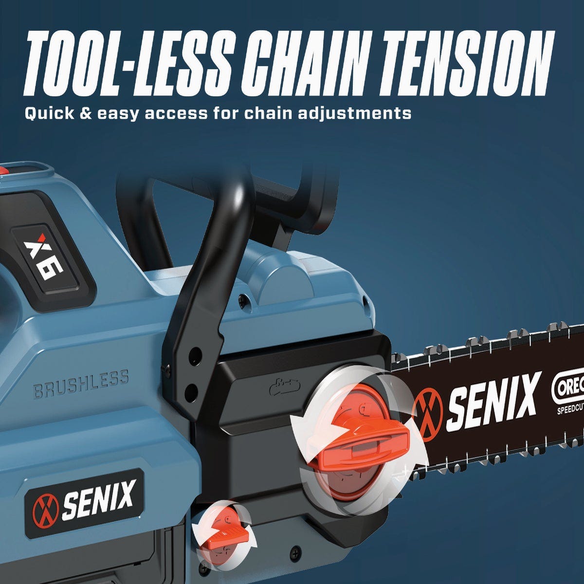 Senix X6 60V Max 16 In. Brushless Cordless Chainsaw Kit with 4.0 Ah Battery & Charger - photo 4