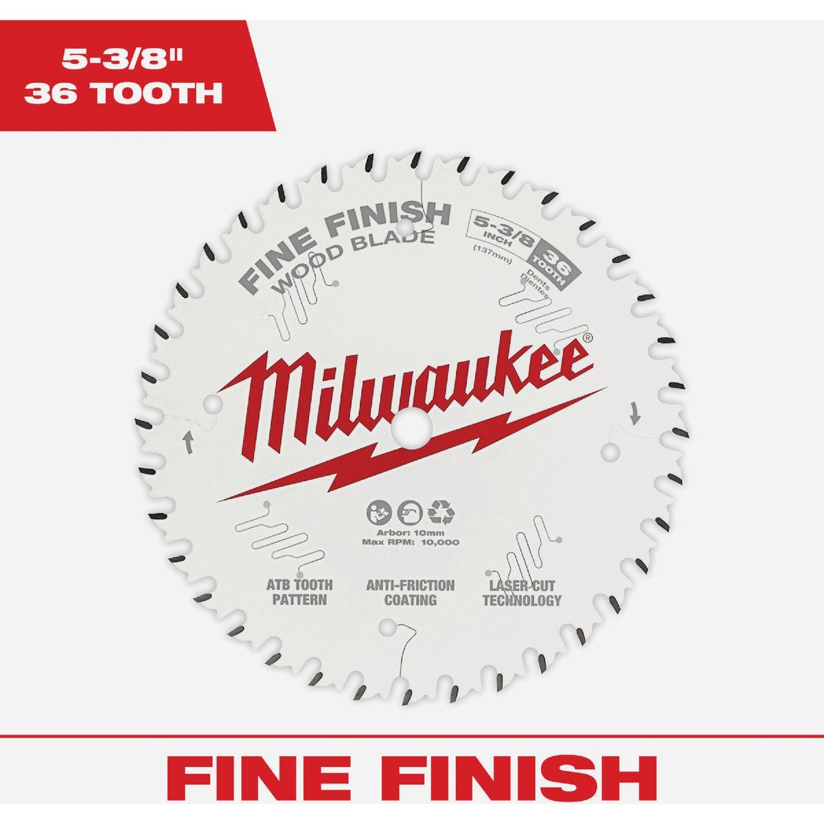 Milwaukee 5-3/8 In. 36-Tooth Fine Finish Circular Saw Blade Milwaukee 5-3/8 In. 36-Tooth Fine Finish Circular Saw Blade