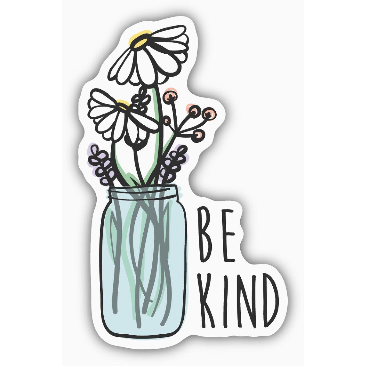 Stickers Northwest Be Kind Wildflower Jar Sticker Stickers Northwest Be Kind Wildflower Jar Sticker