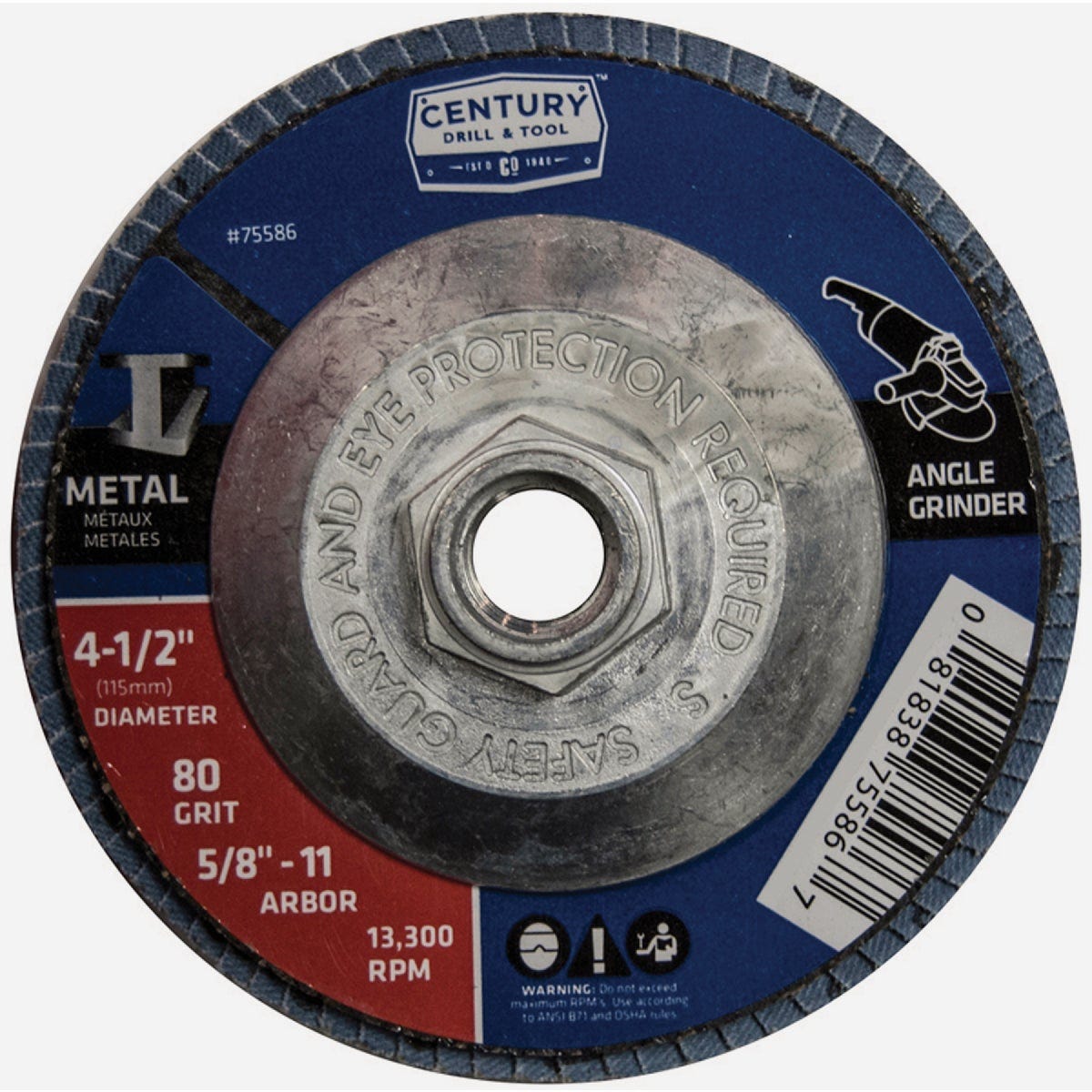 Century Drill & Tool 4-1/2 In. 5/8-11 80 Grit Angle Grinder Flap Disc