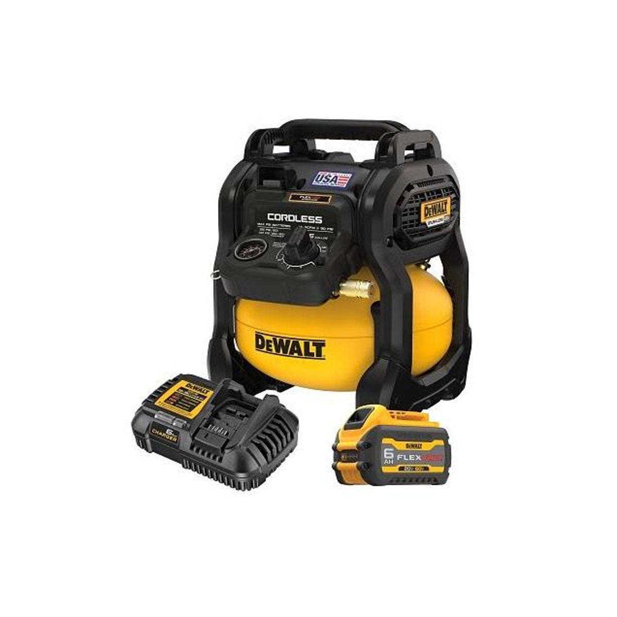 DEWALT 2-1/2 Gal. 20V MAX Cordless Air Compressor Kit, Brushless Motor, Battery & Charger DEWALT 2-1/2 Gal. 20V MAX Cordless Air Compressor Kit, Brushless Motor, Battery & Charger