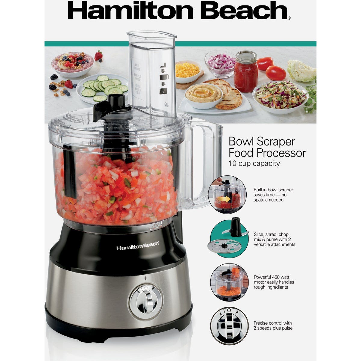 Hamilton Beach 10-Cup Stainless Steel Food Processor with Bowl Scraper - photo 2 Hamilton Beach 10-Cup Stainless Steel Food Processor with Bowl Scraper - photo 2