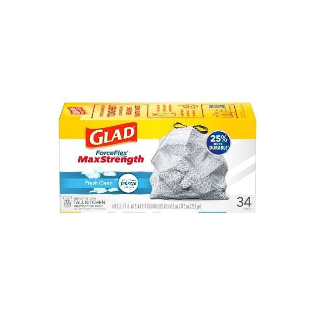 Glad ForceFlex 34-Ct. 13-Gal. Tall Kitchen Bags Glad ForceFlex 34-Ct. 13-Gal. Tall Kitchen Bags
