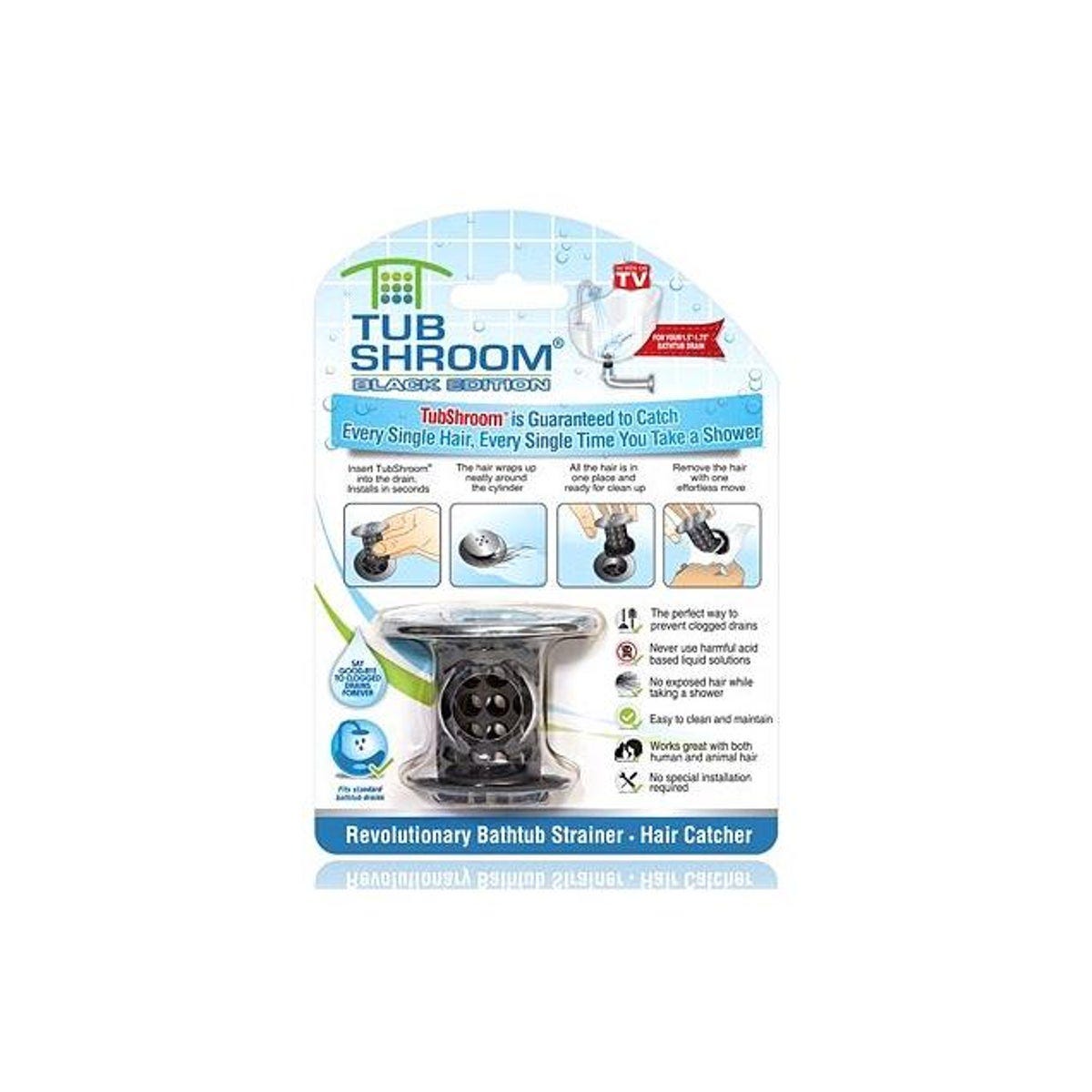 Tubshroom Black/Chrome Bathtub Drain Strainer