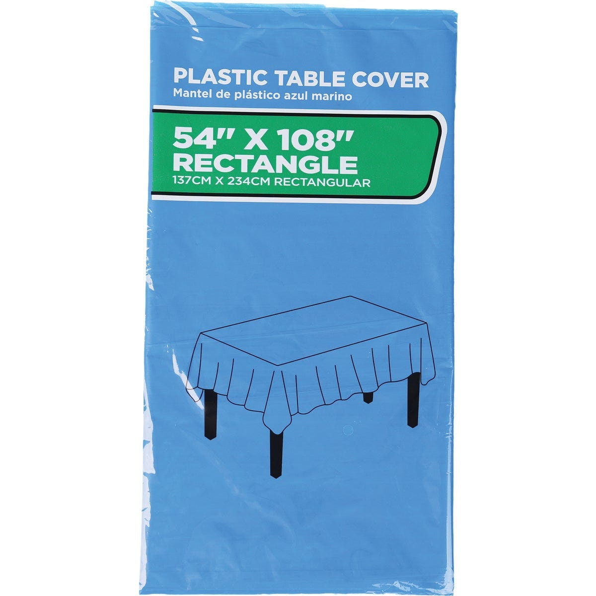 54 In. x 108 In. Cobalt Blue Rectangular Plastic Table Cover