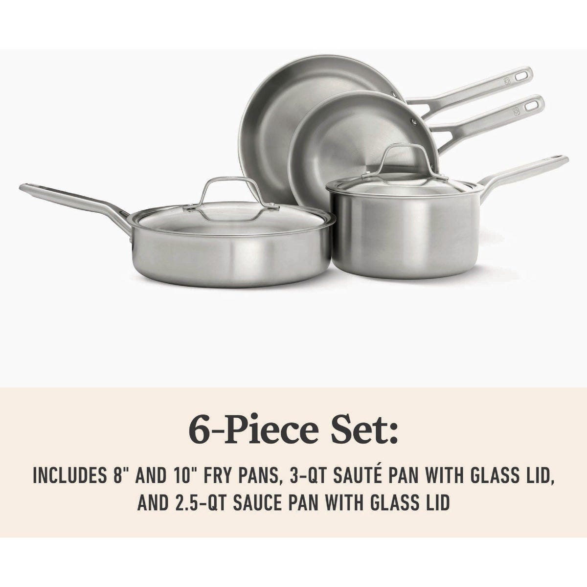 Calphalon Stainless Steel 6-Piece Cookware Set, Silver - photo 5