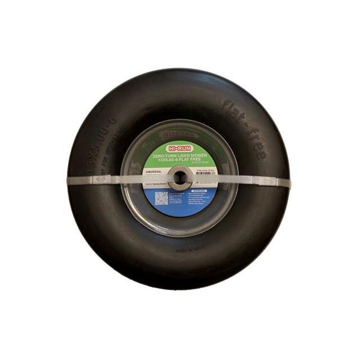 Hi-Run 13 x 5.00-6 ZT Smooth Tread Flat Free Zero-Turn Lawn Mower Tire Assembly