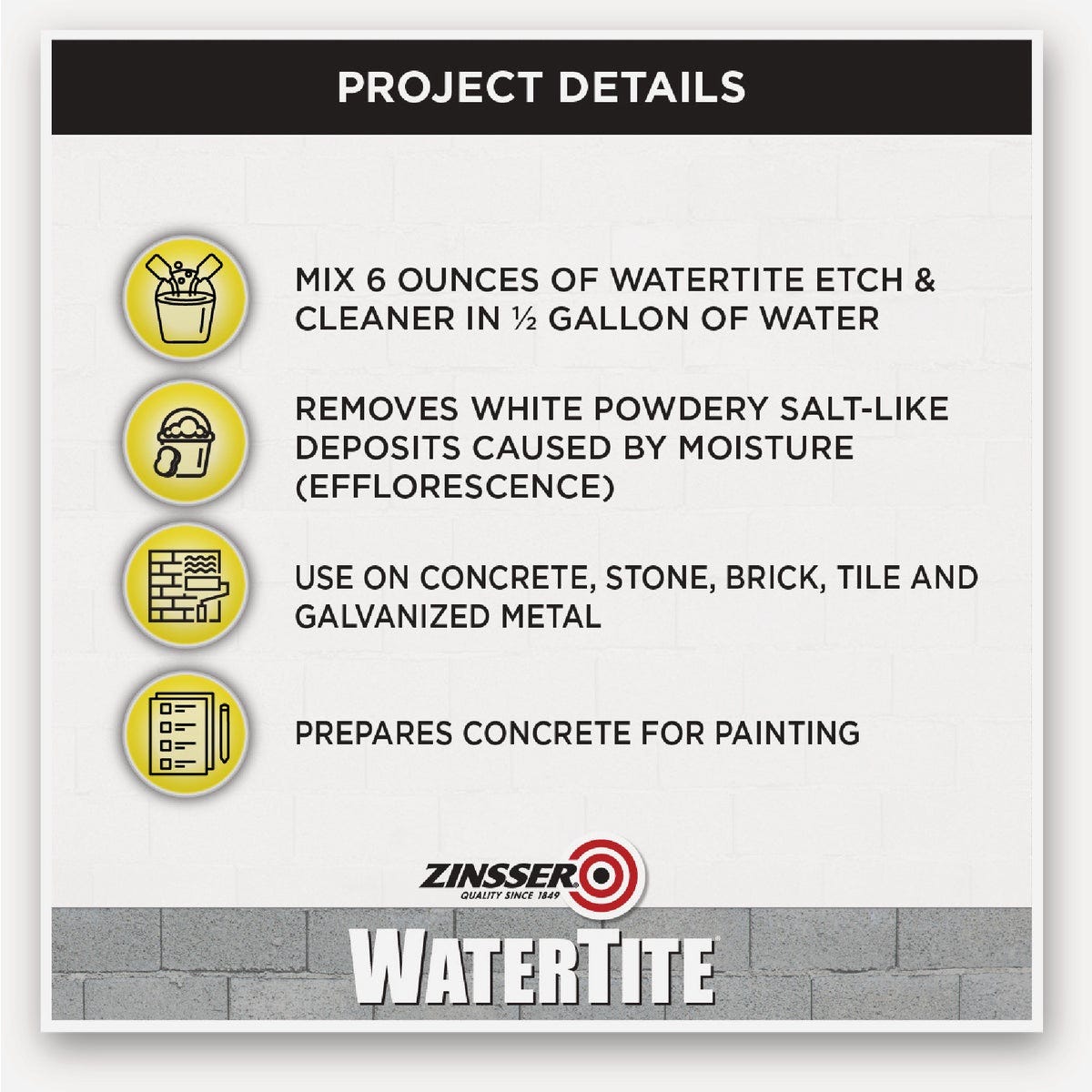 Zinsser WaterTite Etch & Cleaner, 12 Oz. - photo 3 Zinsser WaterTite Etch & Cleaner, 12 Oz. - photo 3