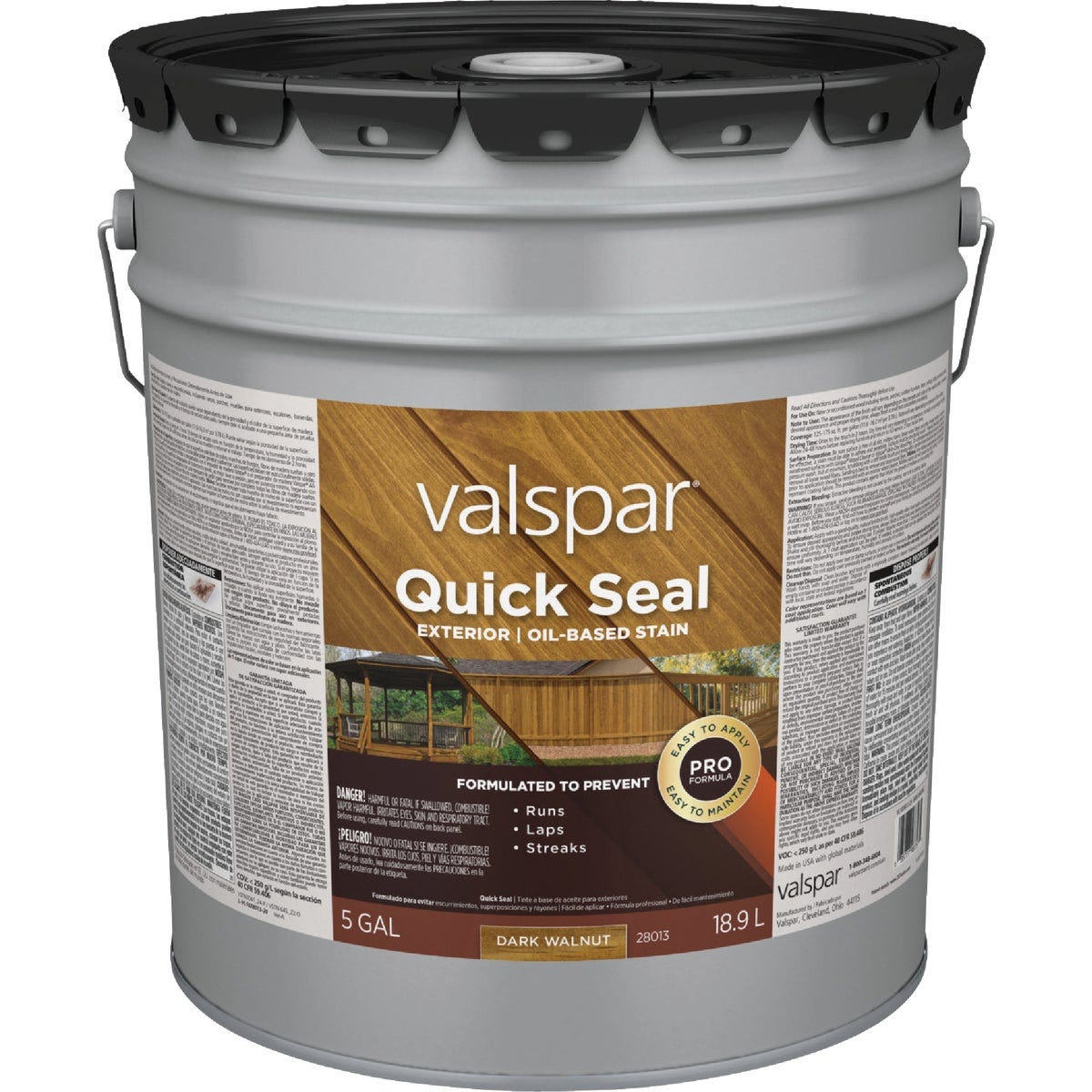 Valspar Quick Seal Oil Based Exterior Stain, Dark Walnut, 5 Gal. - photo 2 Valspar Quick Seal Oil Based Exterior Stain, Dark Walnut, 5 Gal. - photo 2