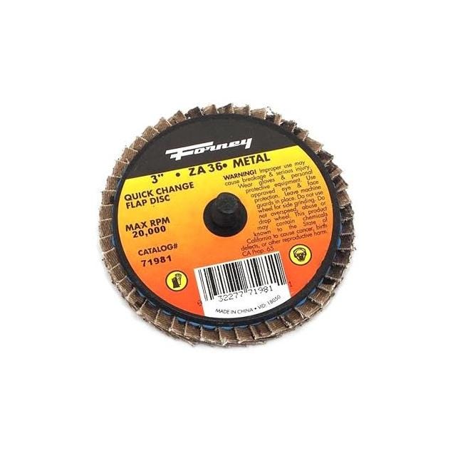 Forney 3 In. 36-Grit Quick Change Angle Grinder Flap Disc