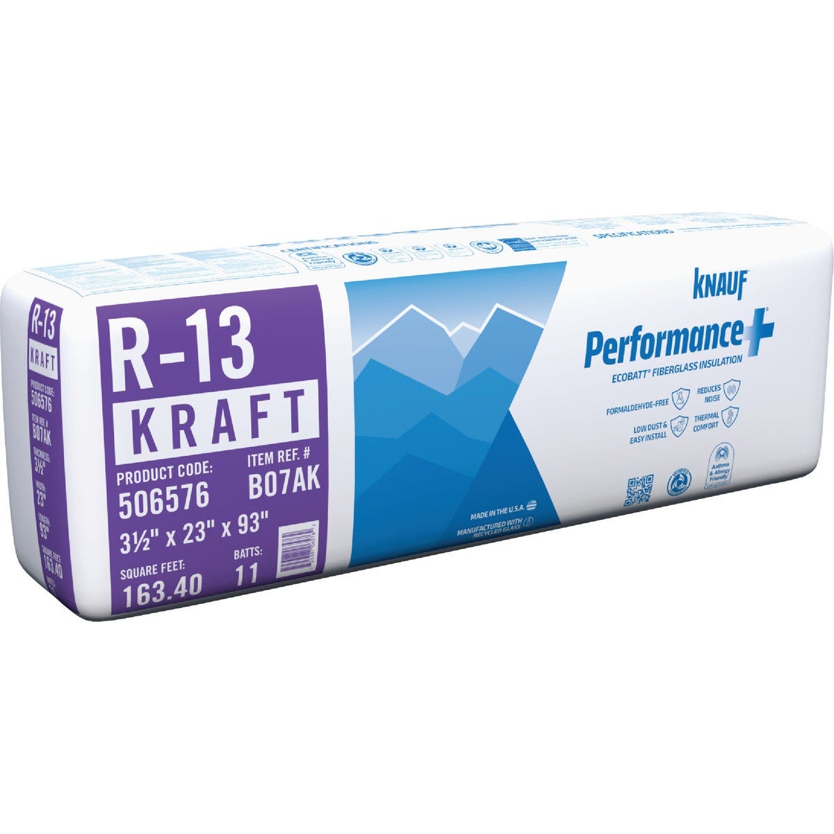Knauf R-13 23 In. x 93 In. Kraft Faced Batt Fiberglass Insulation (11 Count) Knauf R-13 23 In. x 93 In. Kraft Faced Batt Fiberglass Insulation (11 Count)