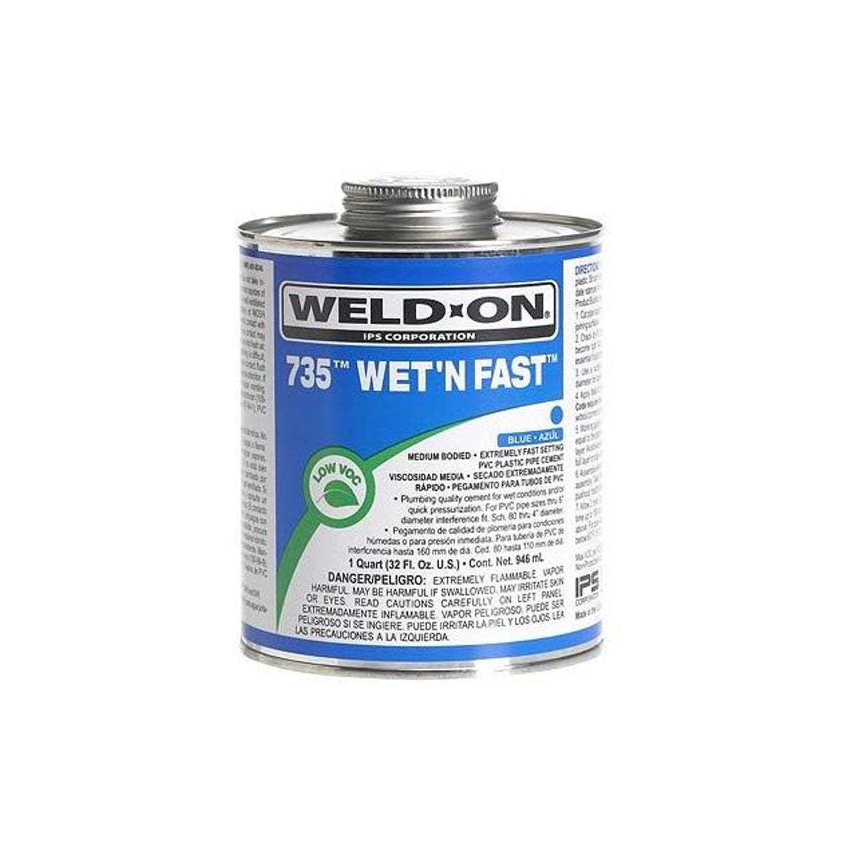 Wet 'N Fast 1/4 Pt. Blue PVC Pipe Cement