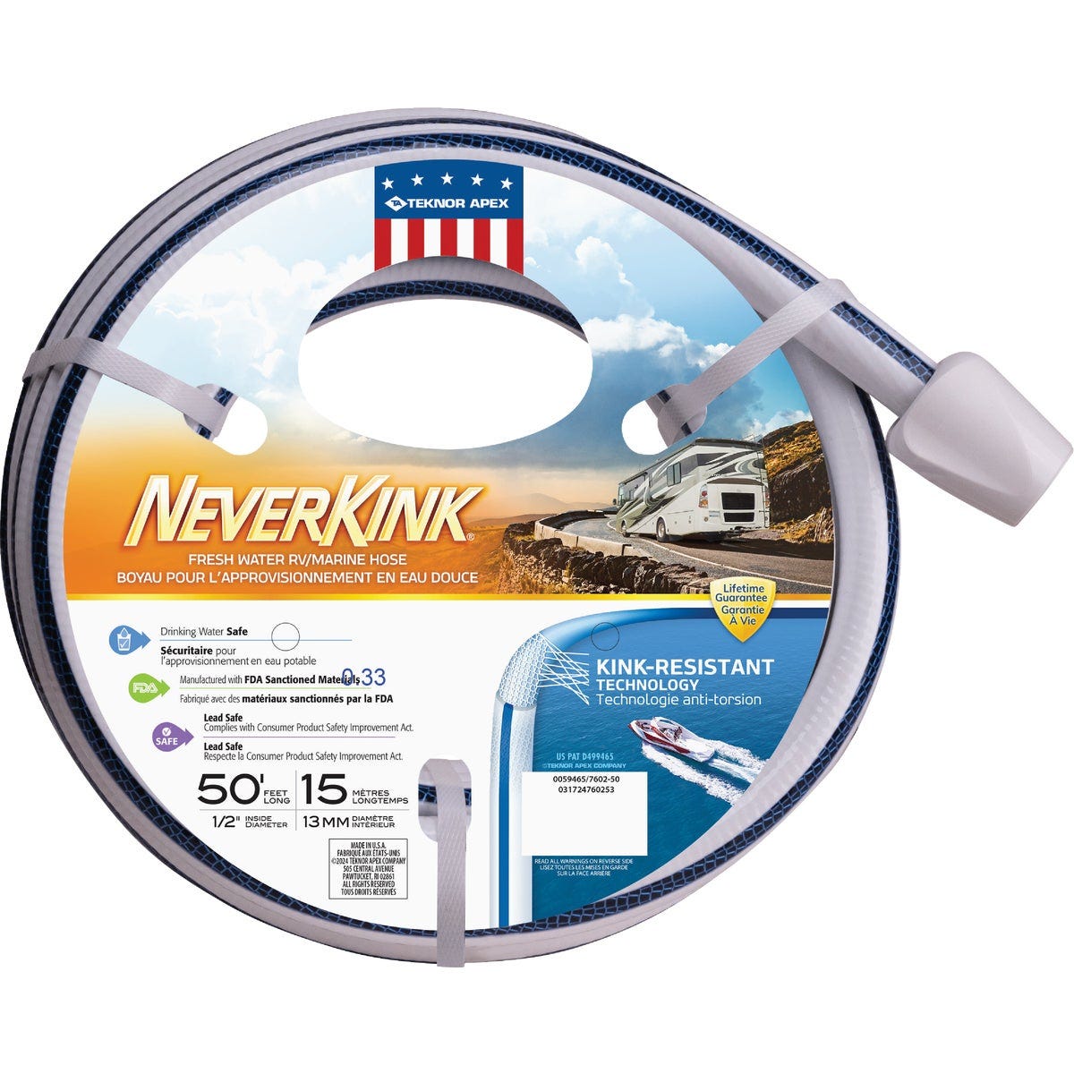 Teknor Apex NeverKink 1/2 In. x 50 Ft. White RV/Marine Hose