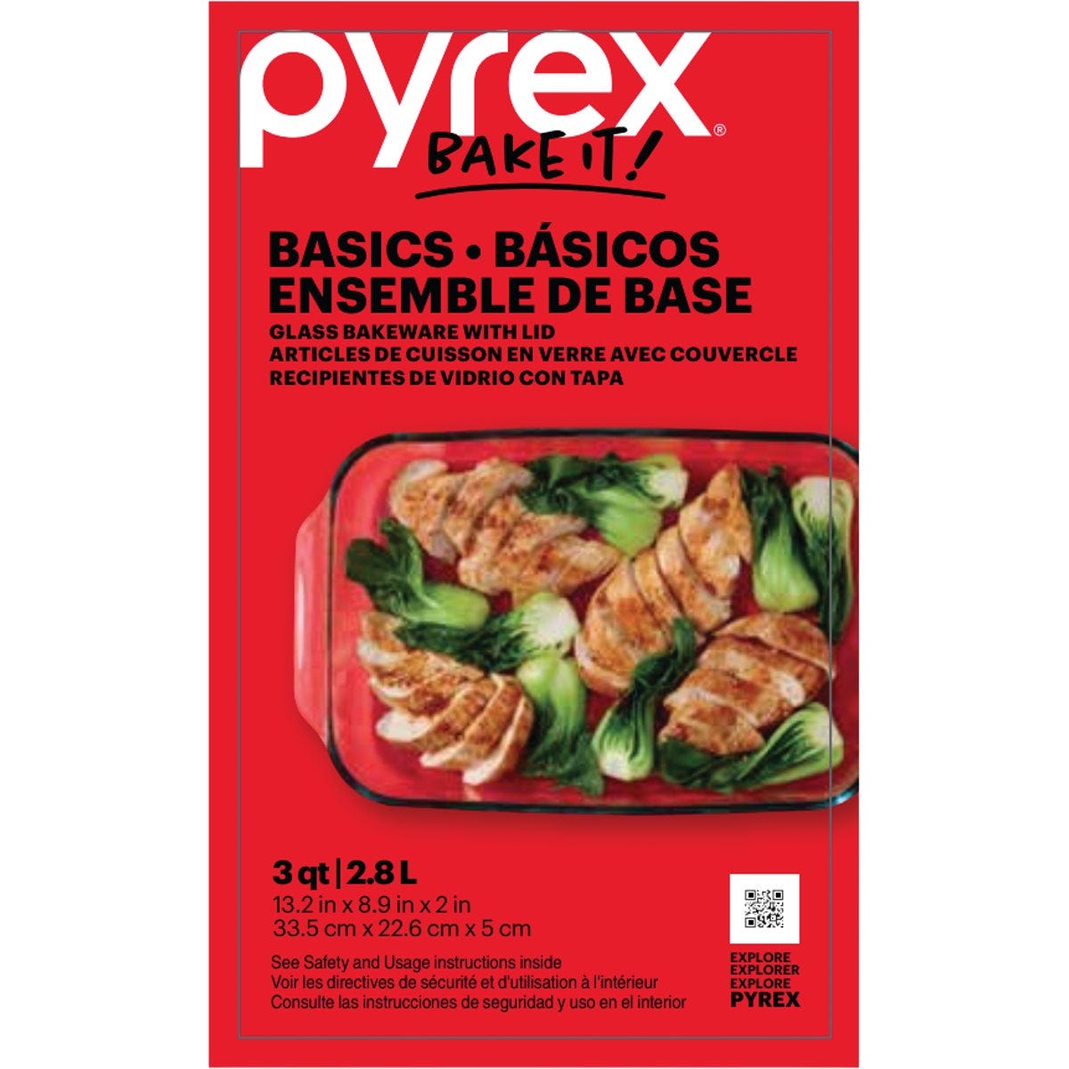 Pyrex Basics 3 Qt. Glass Oblong Baking Dish with Lid - photo 2