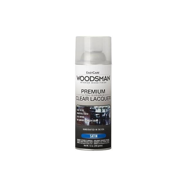 EasyCare Woodsman 12 oz. Spray Clear Satin Lacquer Protective Finish For Wood & Metal