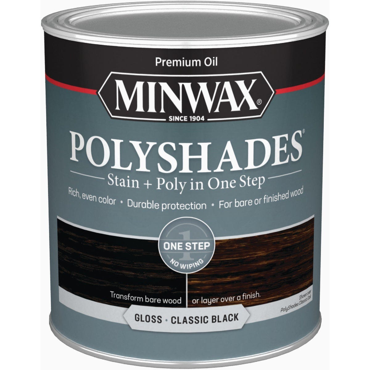 Minwax 1 Qt. Gloss Stain & Finish Polyurethane In 1-Step, Black - photo 2
