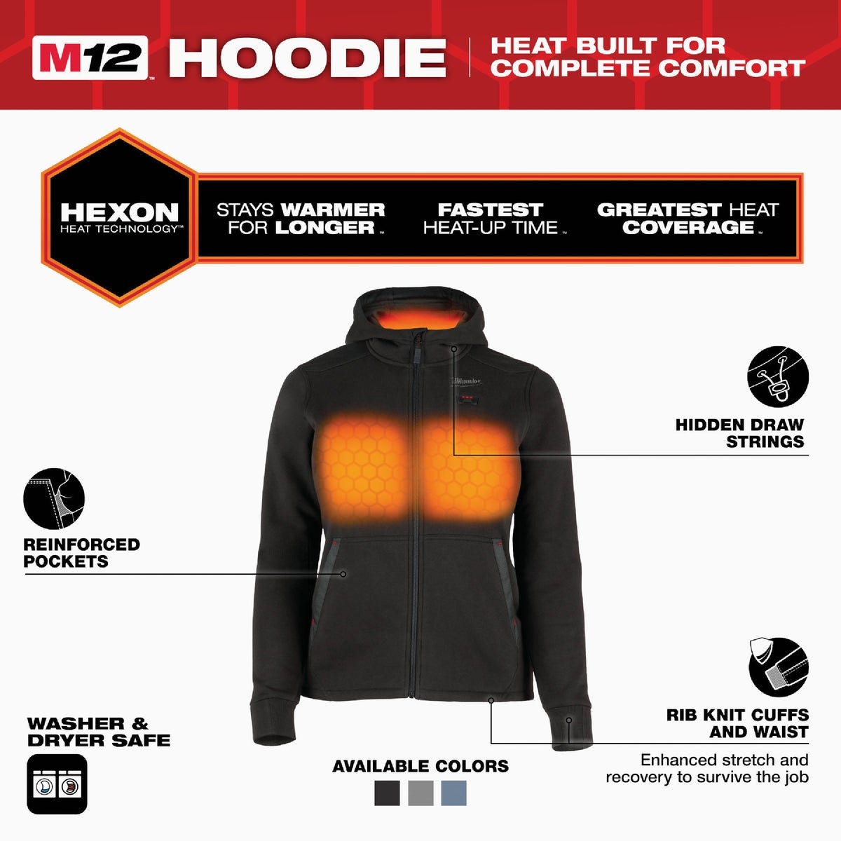 Milwaukee M12 Women's XL Black Full-Zip Heated Hoodie Kit - photo 5