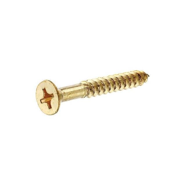 Hillman Wood Screws, Phillips Flat Head, Brass, #10 x 1-1/4 In. (100-Pack)