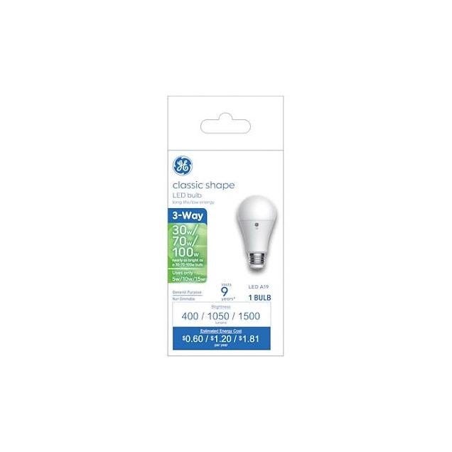 GE 5/10/15 A19 Medium Base 3-Way LED Light Bulb GE 5/10/15 A19 Medium Base 3-Way LED Light Bulb