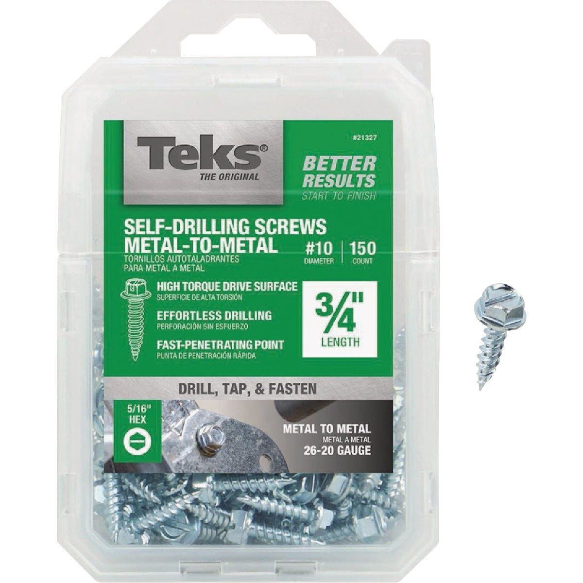 Teks #10 x 3/4 In. Hex Washer Head Sharp Point Metal to Metal Screw (150 Ct.) Teks #10 x 3/4 In. Hex Washer Head Sharp Point Metal to Metal Screw (150 Ct.)