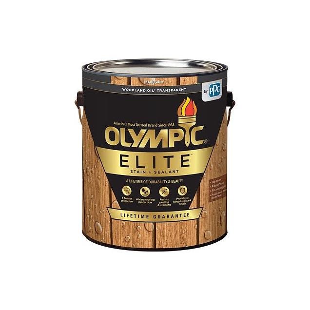 Olympic Elite Woodland Oil Exterior Stain & Sealant, Mahogany, 1 Gal.