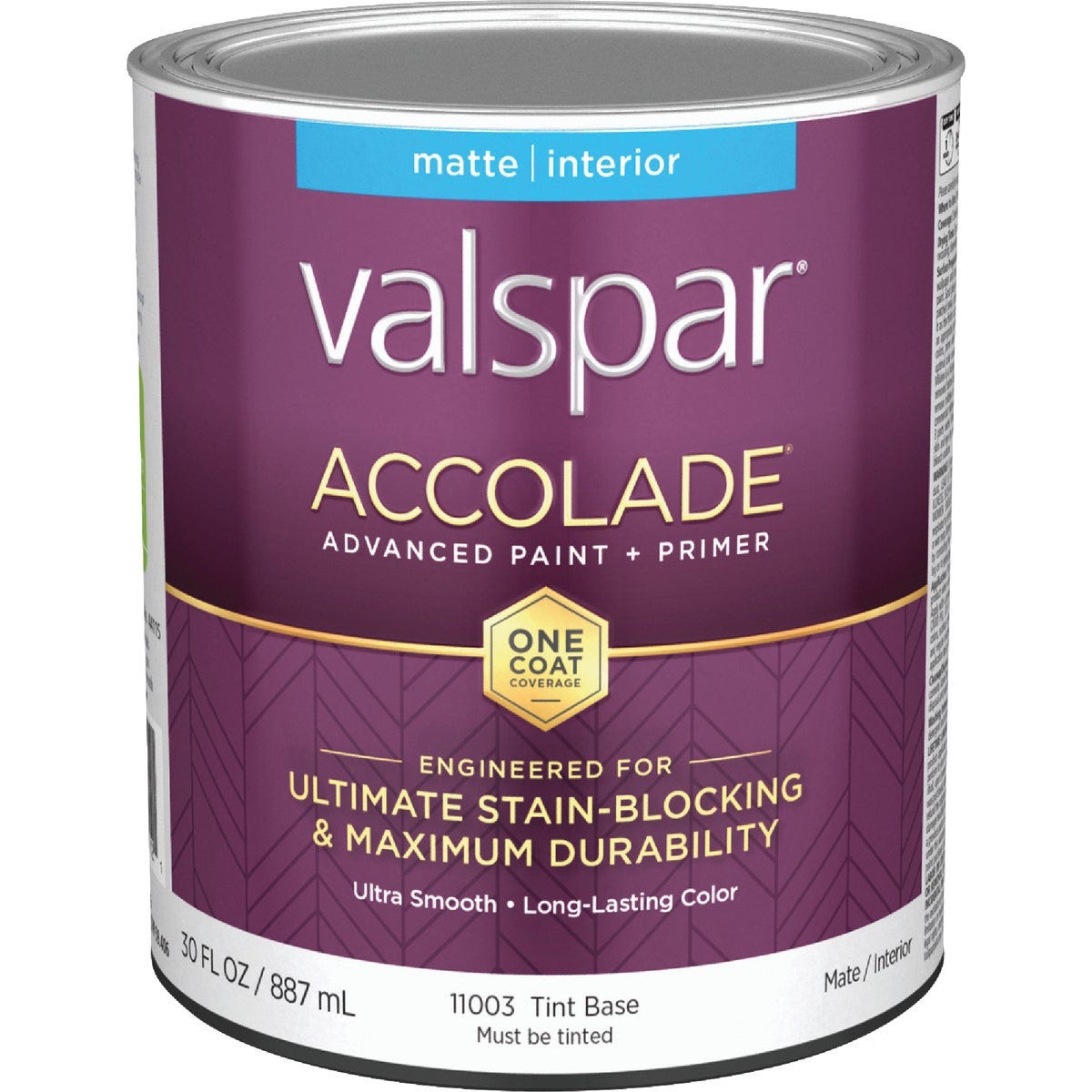 Valspar Accolade Super Premium 100% Acrylic Paint & Primer Matte Interior Wall Paint, Tint Base, 1 Qt.
