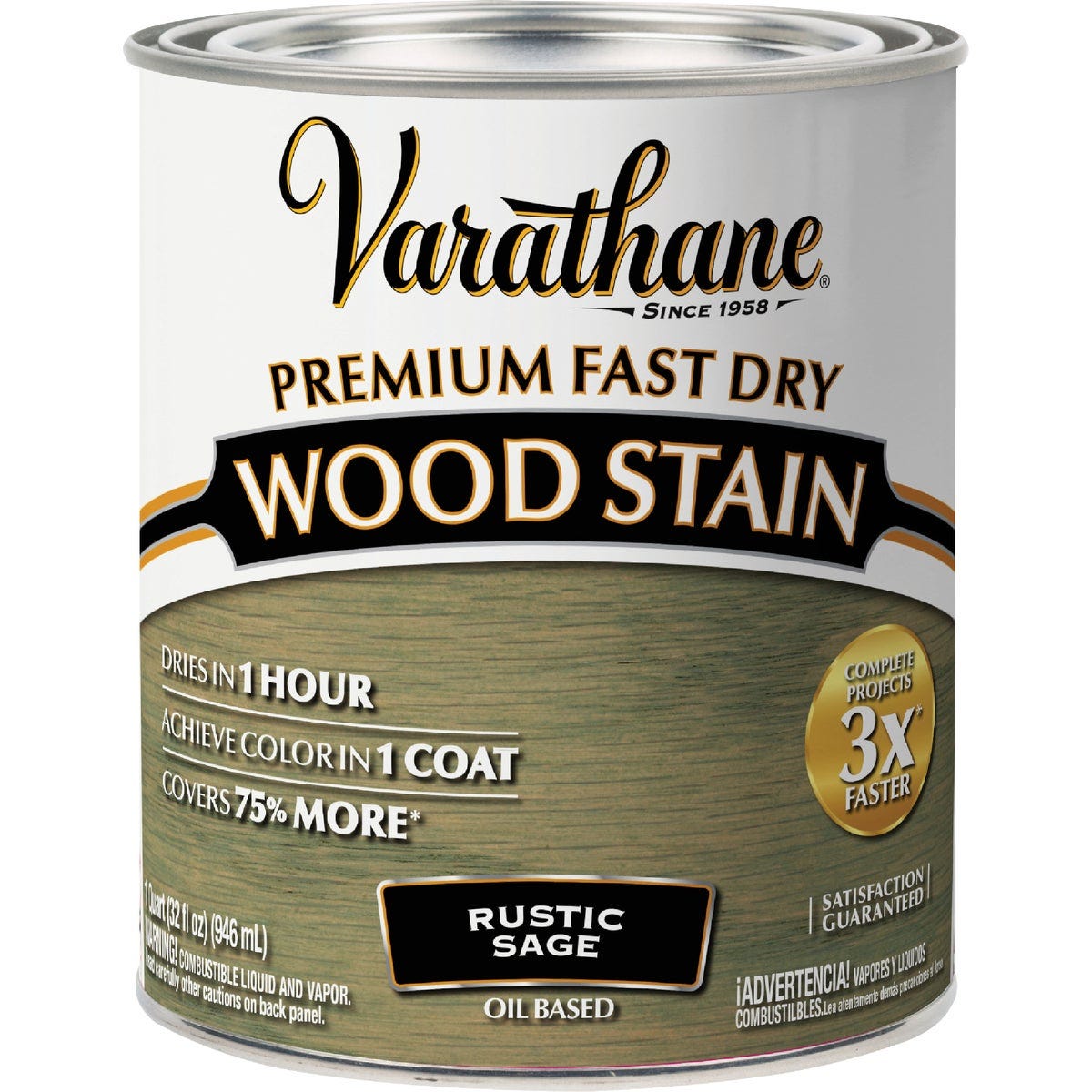 Varathane Fast Dry Rustic Sage Urethane Modified Alkyd Interior Wood Stain, 1 Qt. - photo 2