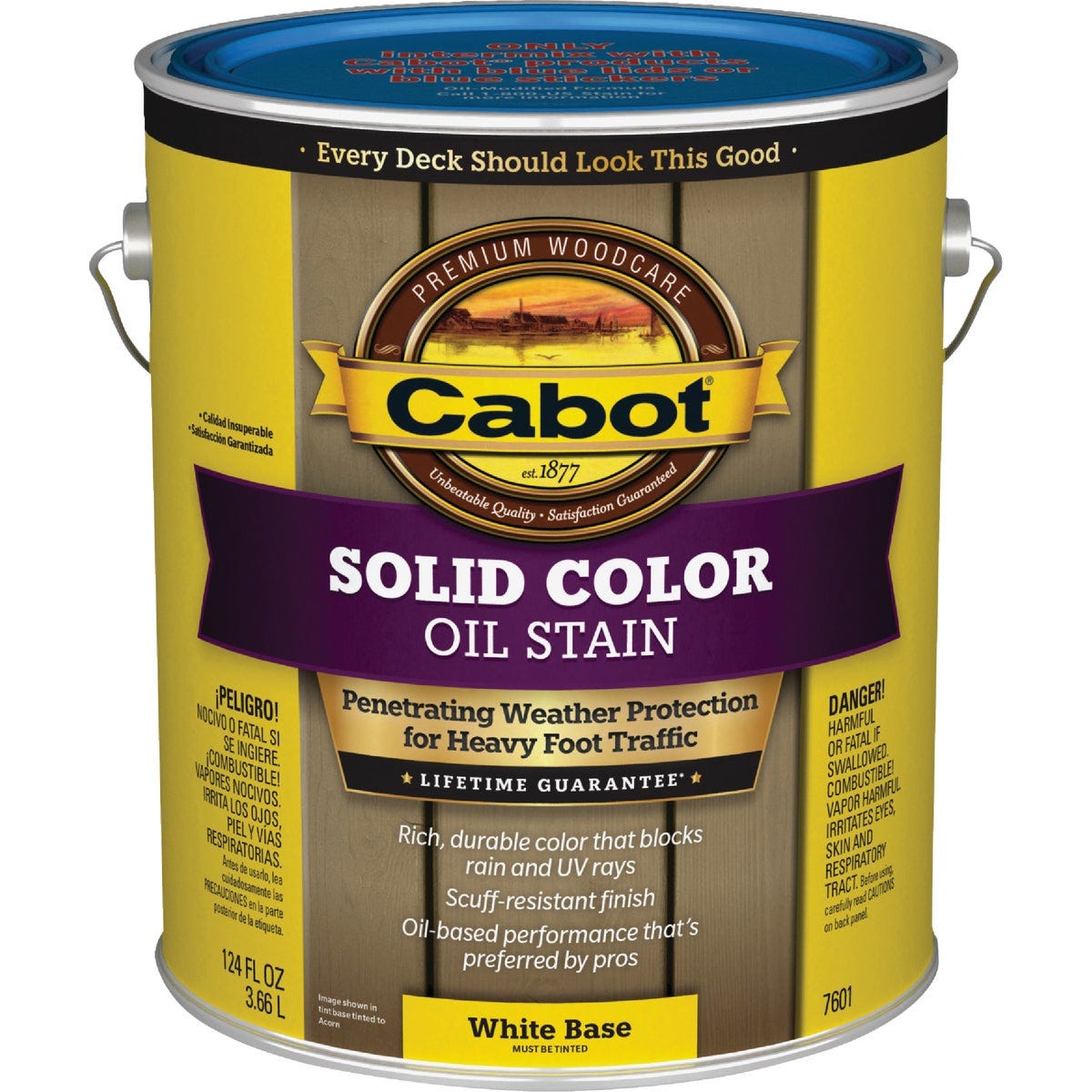 Cabot VOC Solid Color Oil Deck Stain, 7601 White Base, 1 Gal.