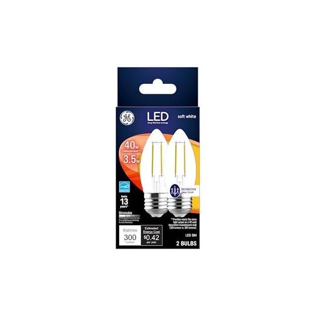 GE 2-Pack 3.5W 300 Lumens Soft White Decorative LED Light Bulbs GE 2-Pack 3.5W 300 Lumens Soft White Decorative LED Light Bulbs