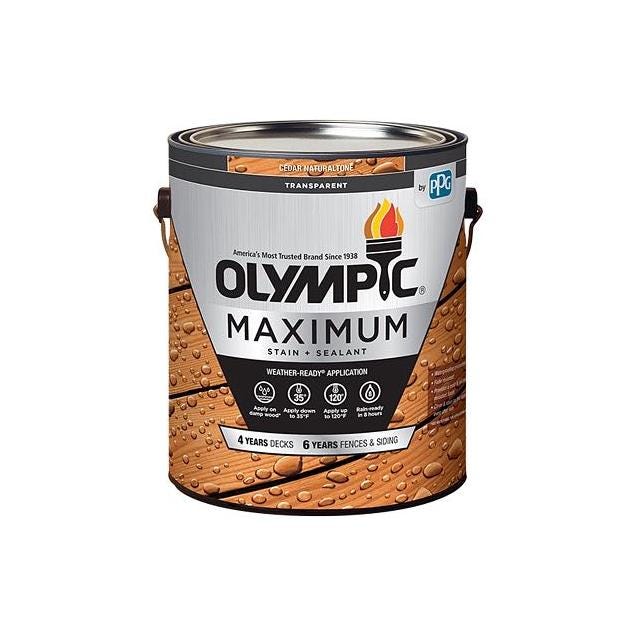 Olympic Transparent Exterior Stain & Sealant in One, Cedar Natural Tone, 1 Gal.