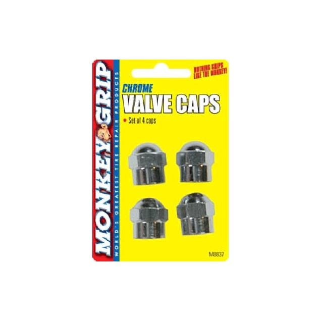 Monkey Grip Chrome Hex Valved Caps (4-Pack)