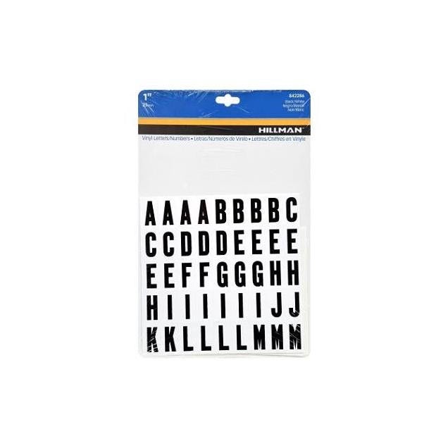 Hillman 1 In. High-Visibility Black and White Adhesive Numbers & Letters Hillman 1 In. High-Visibility Black and White Adhesive Numbers & Letters