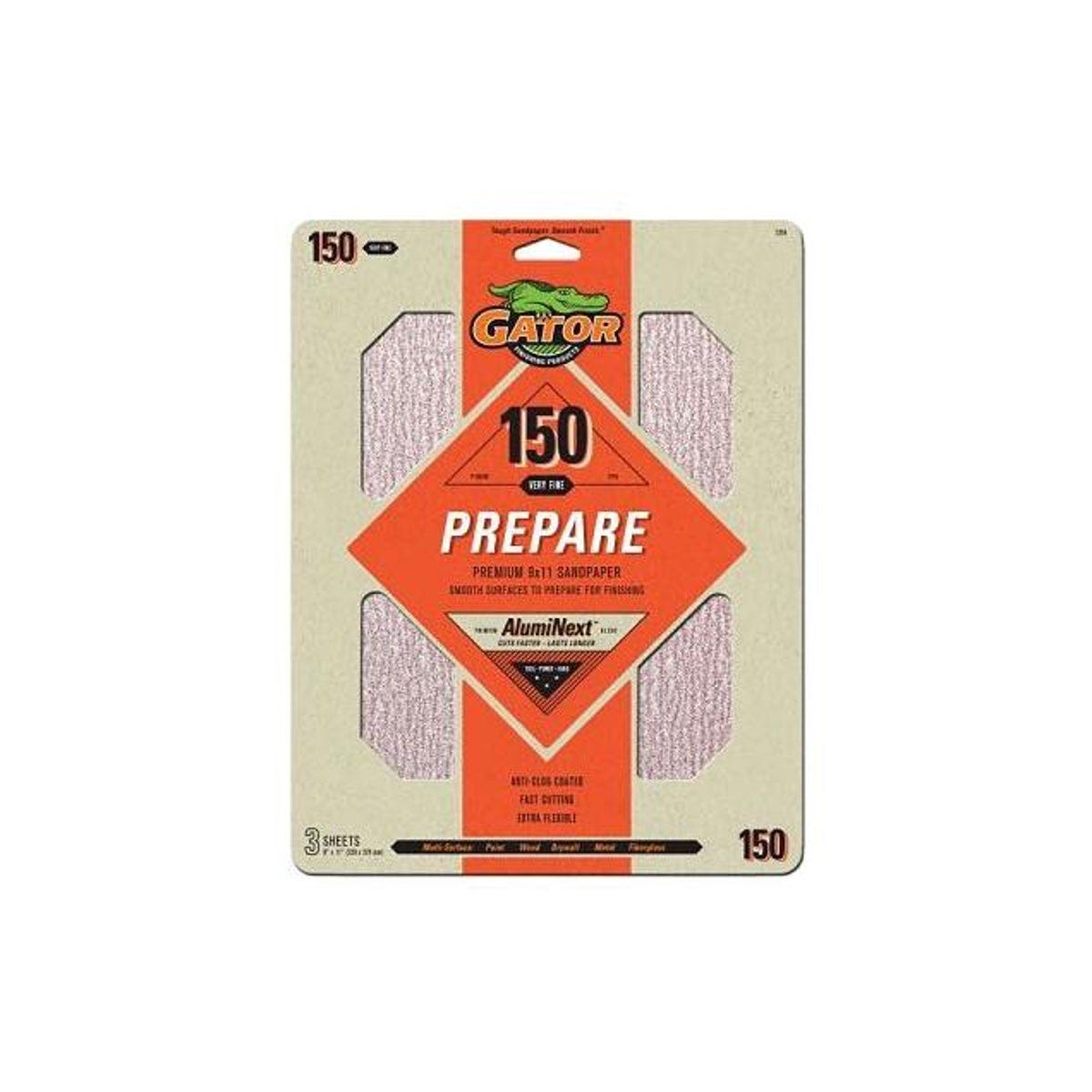 Gator 9 In. x 11 In. 150-Grit Sandpaper (3-Pack)