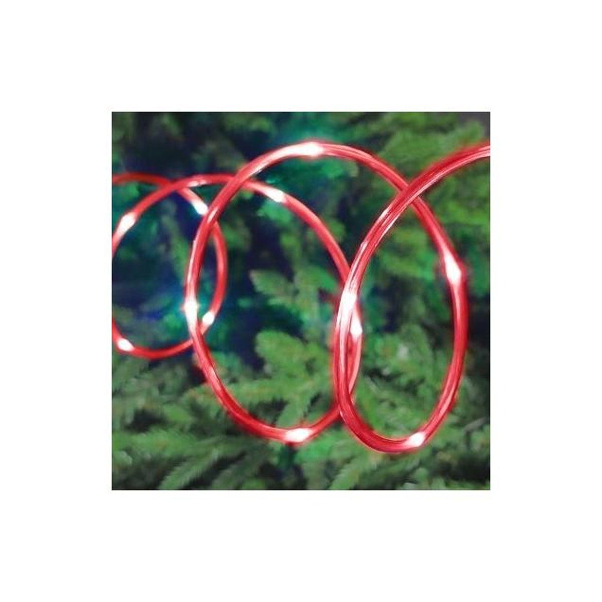 Sylvania Red 15 Ft. Timer/Battery Operated Silver Wire LED Micro Dot Christmas Tube Light Set